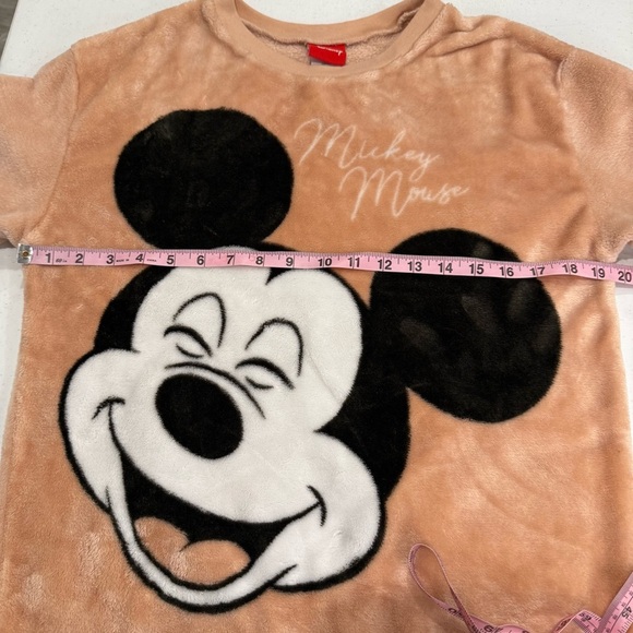 Disney Mickey Mouse Pullover Velour Sweatshirt Peach Junior Size Medium (7-9) - Picture 3 of 12